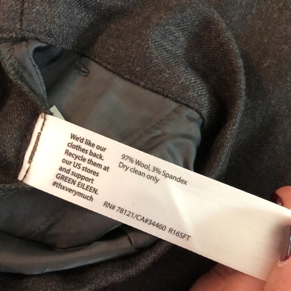 EILEEN FISHER Size XL Stretch Wool Pullon Charcoal Gray Elastic Tie $238 NEW - Picture 11 of 14